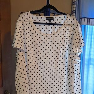 Lane Bryant Ruffle Sleeve Polka Dot Blouse 28